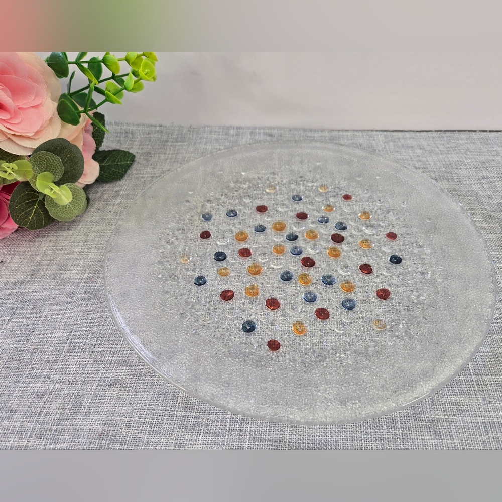 Vintage Dansk Poland‎ Confetti Bubble Glass Dinner Plate 9.5”